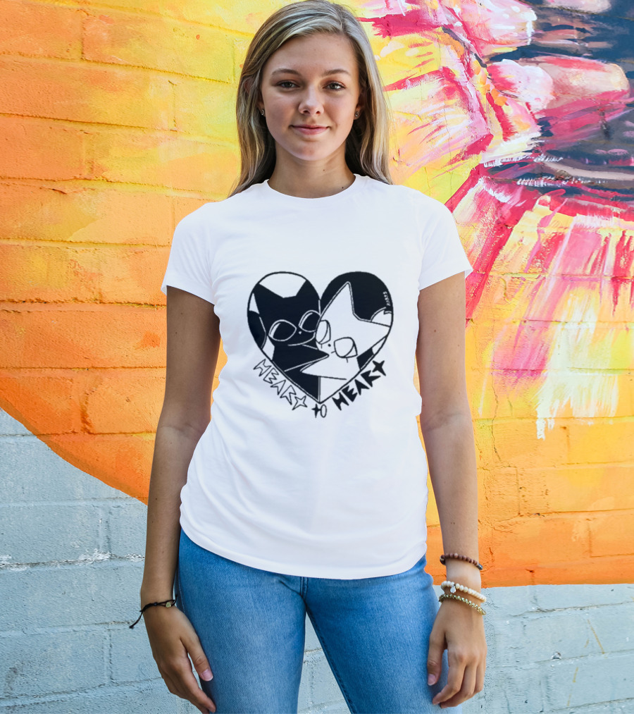 Heart To Heart Everpress Black And White Cat T-Shirt