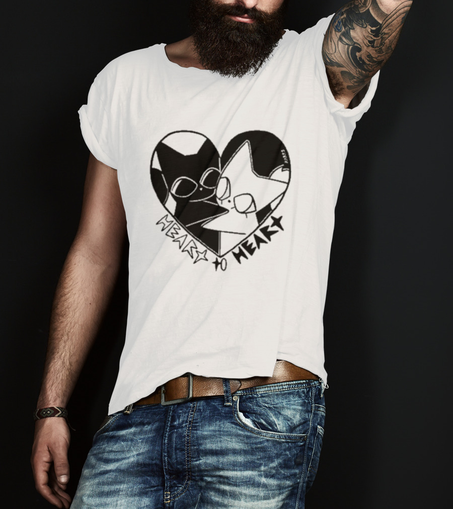 Heart To Heart Everpress Black And White Cat T-Shirt