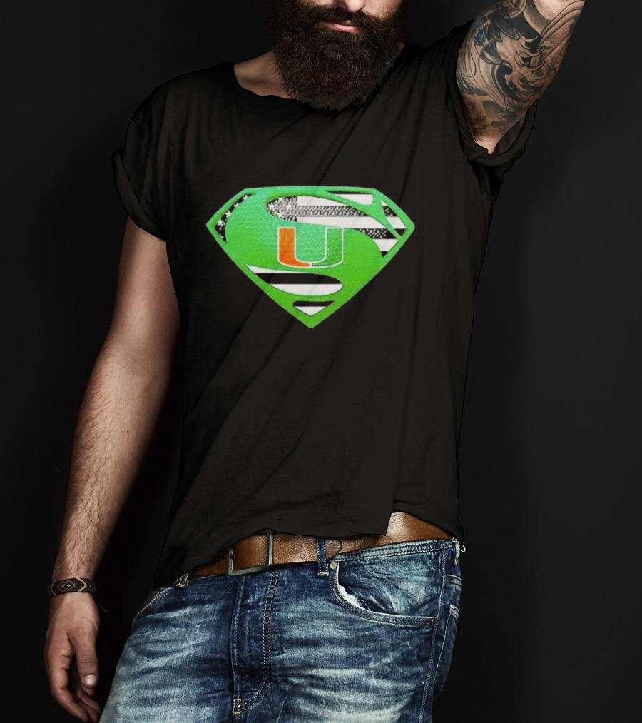 Miami Hurricanes USA Flag Superman T-Shirt