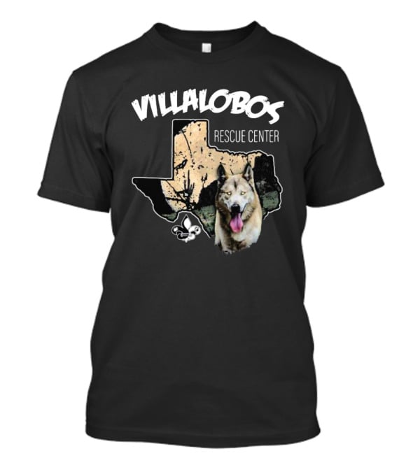 Villalobos Rescue Center Texas Map And Wolf T-Shirt