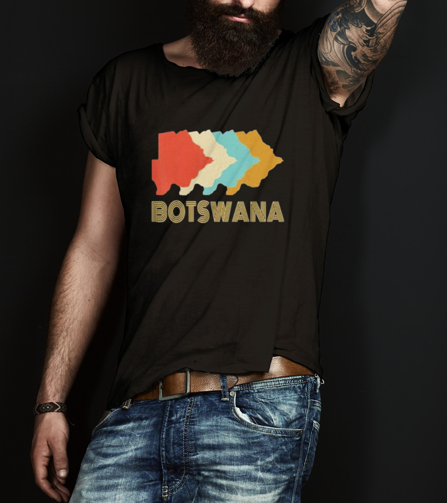 Botswana Vintage Multi-Color Map T-Shirt
