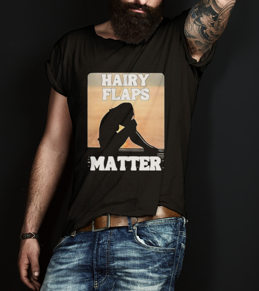Hairy Flaps Matter Silhouette On Beach Background T-Shirt