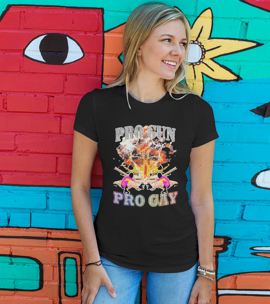 Pro Gun Pro Gay Explosion Duality T-Shirt