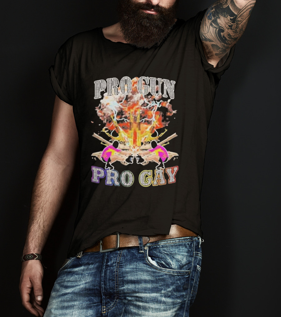 Pro Gun Pro Gay Explosion Duality T-Shirt