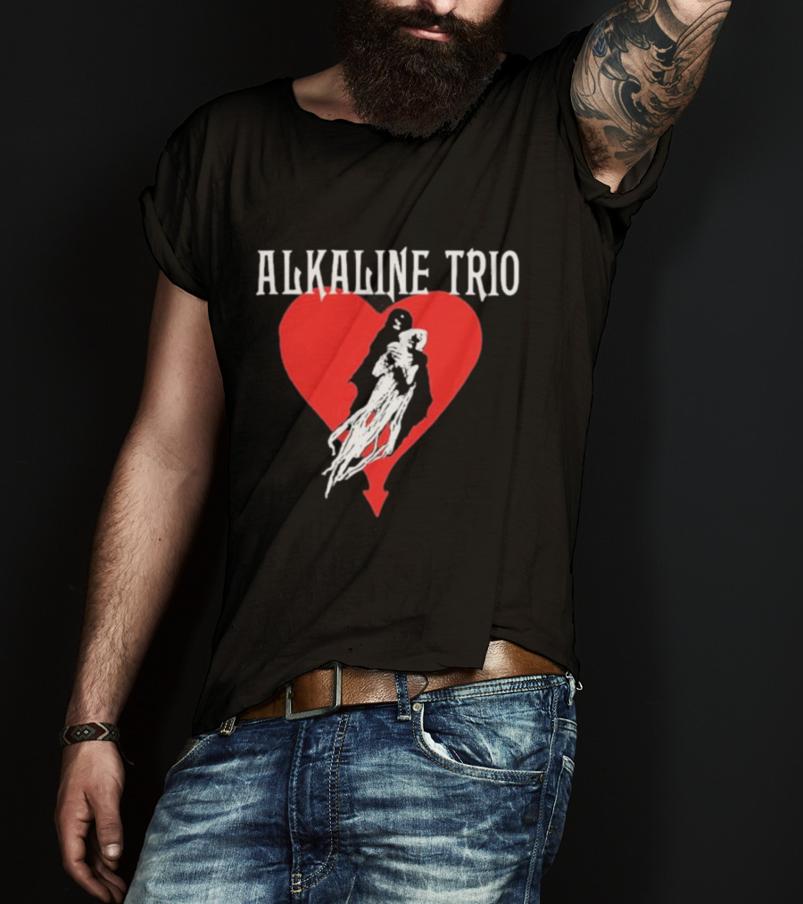 Alkaline Trio Heart Swept Cloaked Figure And Red Heart T-Shirt