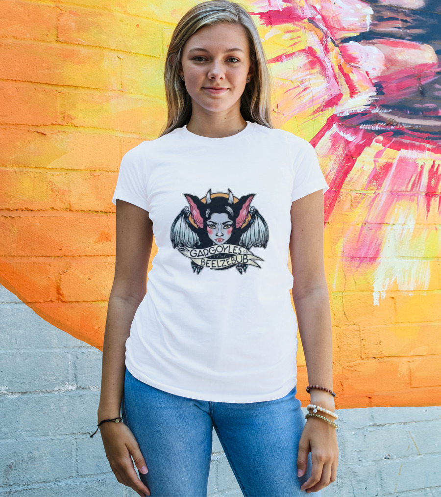 Gargoyles Of Beelzebub Gothic Demon Woman With Wings And Horns T-Shirt