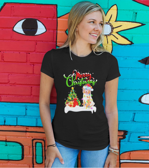 Merry Christmas Santa Australian Shepherd Dog Xmas Decorations T-Shirt