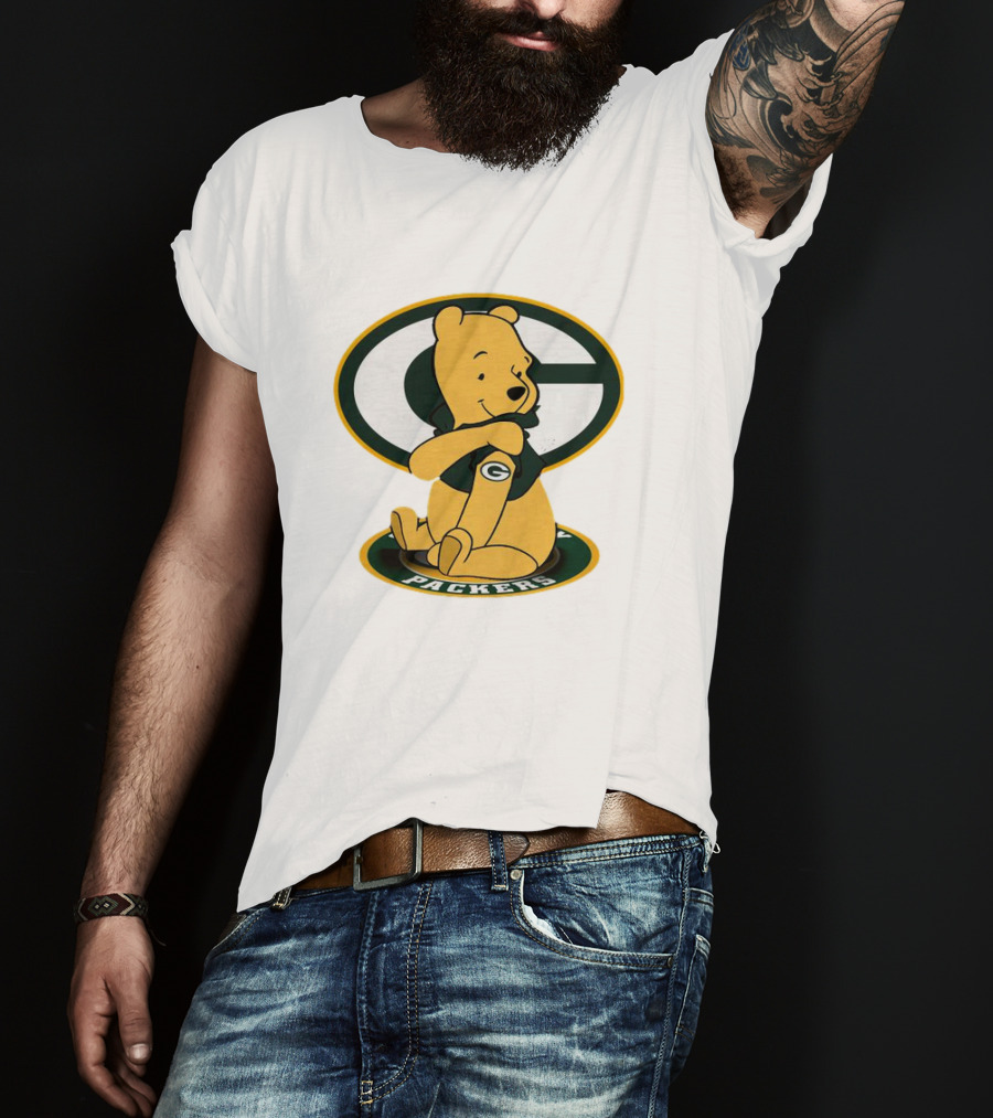 Pooh Green Bay Packers Logo Tattoo T-Shirt