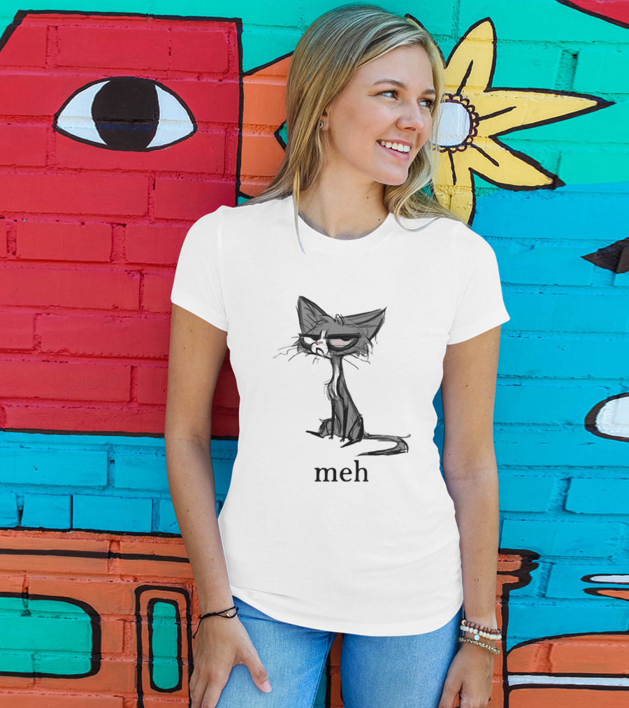 Siamese Cat Meh Expression Dark Mood T-Shirt