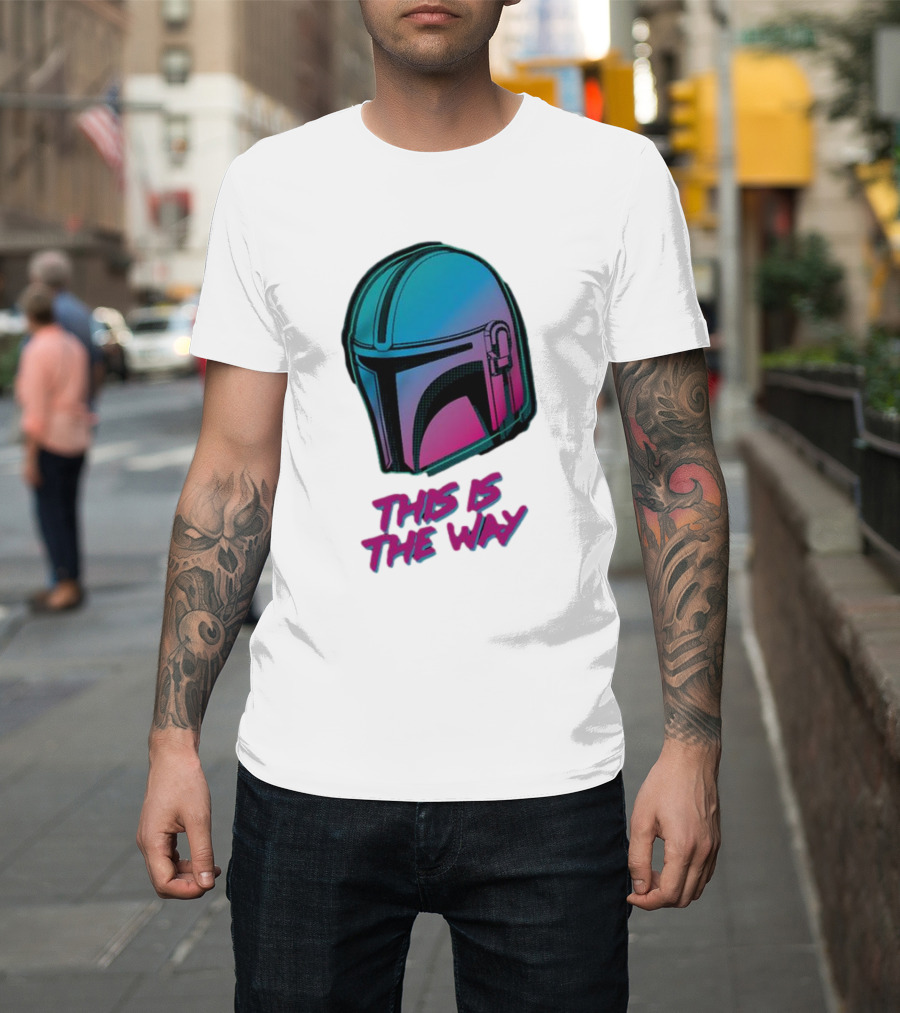 Star Wars The Mandalorian Helmet This Is The Way Neon T-Shirt