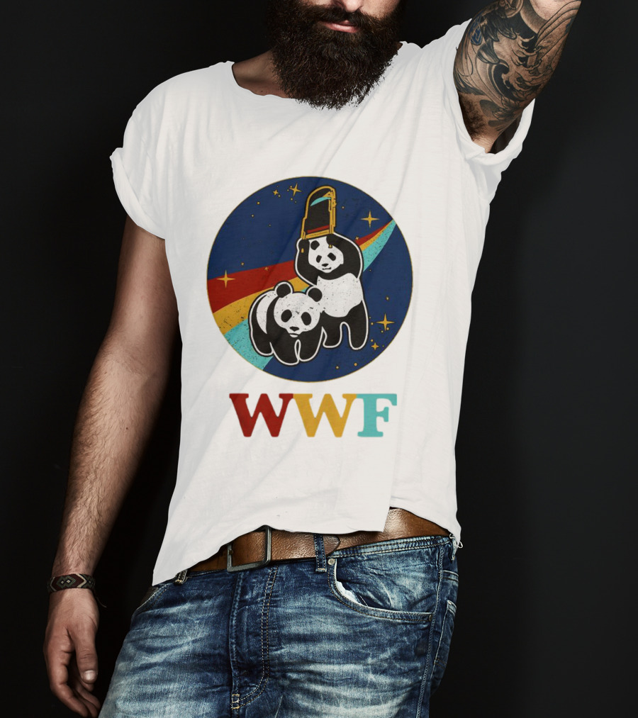 WWF Panda Bear Wrestling NASA Astronauts Space T-Shirt