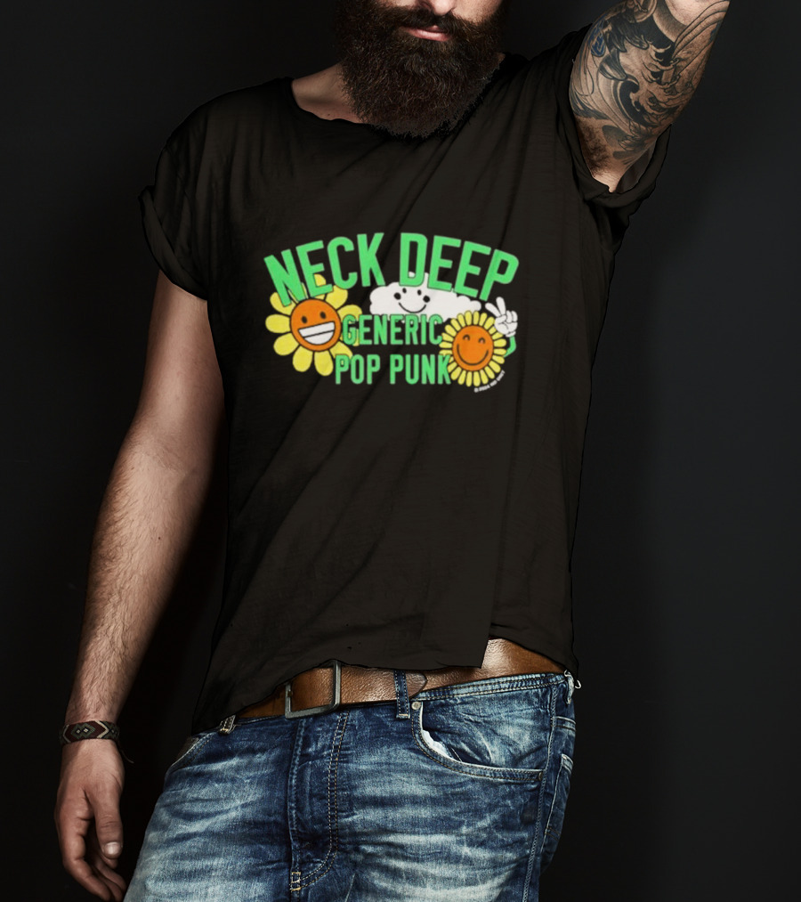 Neck Deep Generic Pop Punk Smile Floral T-Shirt