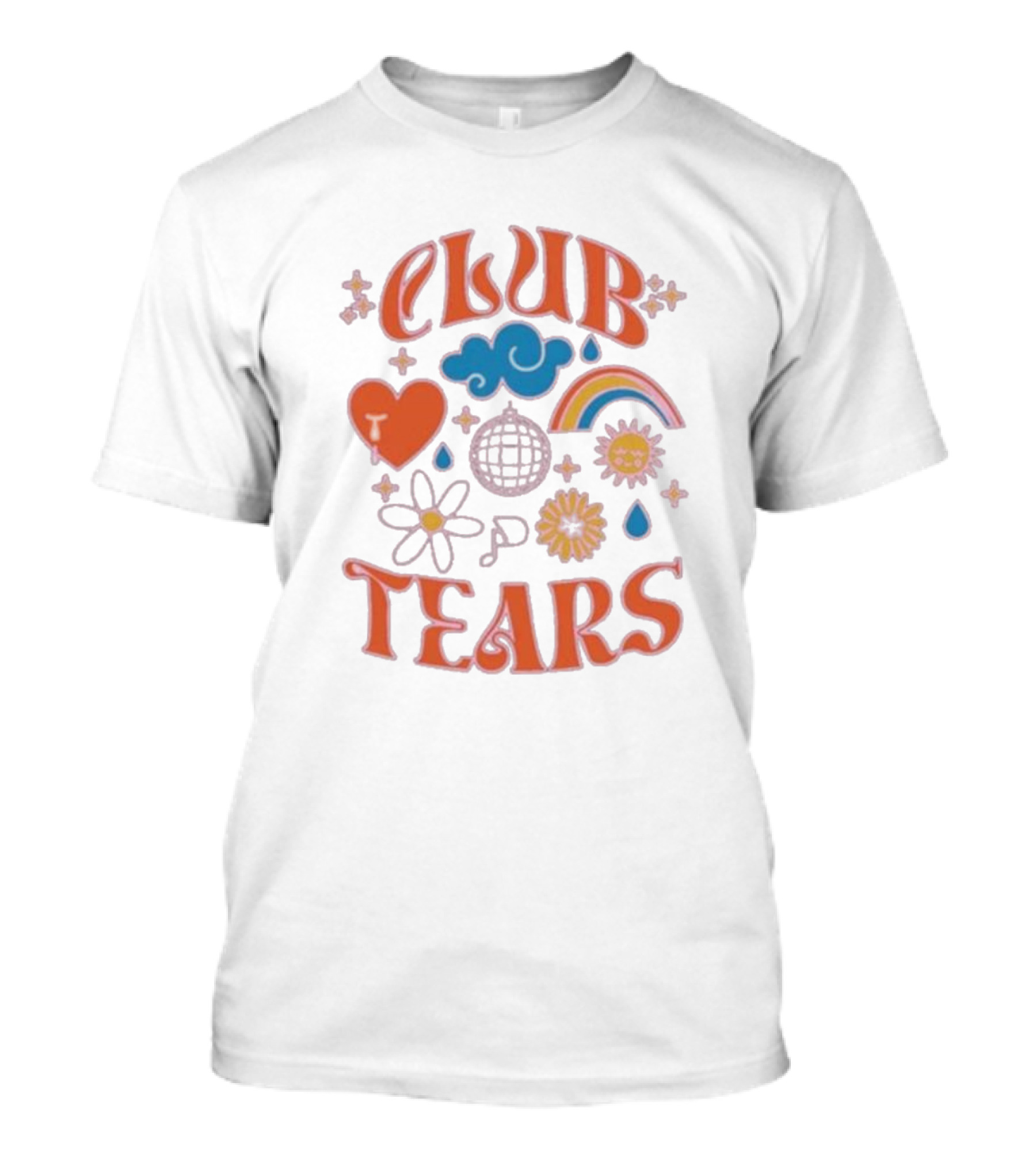 Little Mix Club Tears Rainbow Disco Heart Flowers T-Shirt