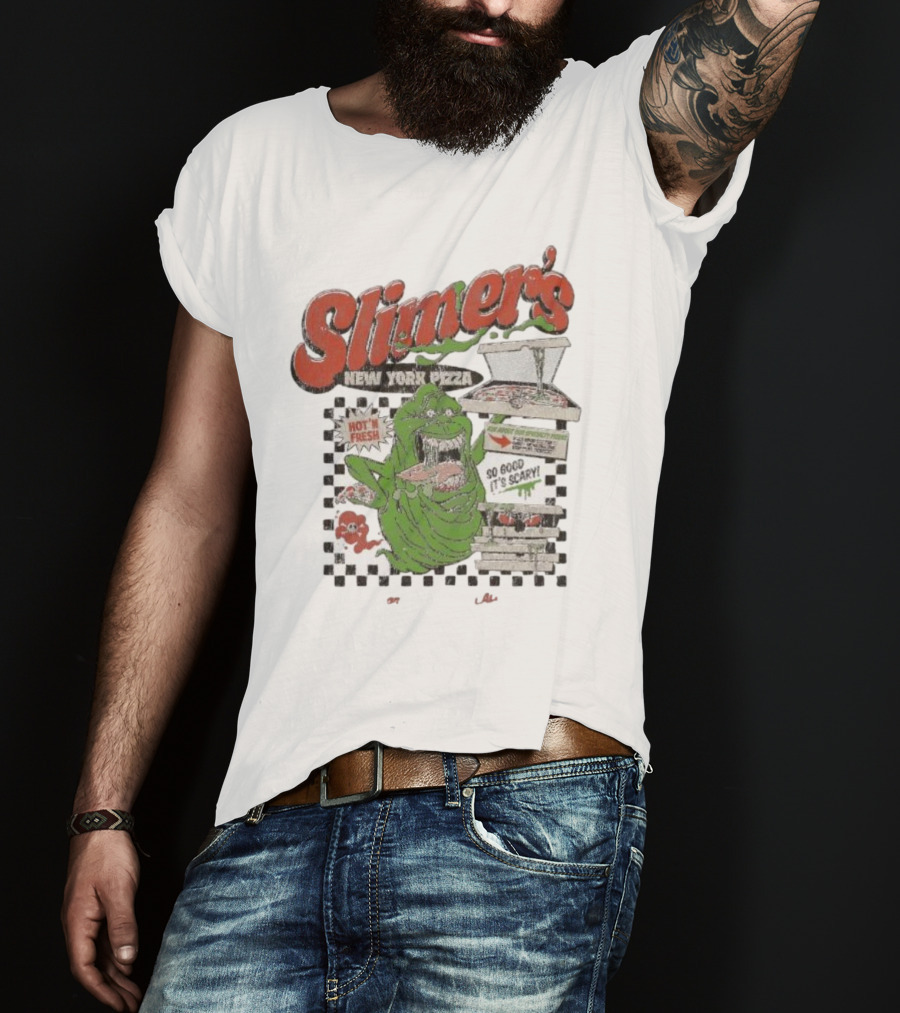 Slimer's New York Pizza Hot Fresh Delivery So Good It's Scary T-Shirt