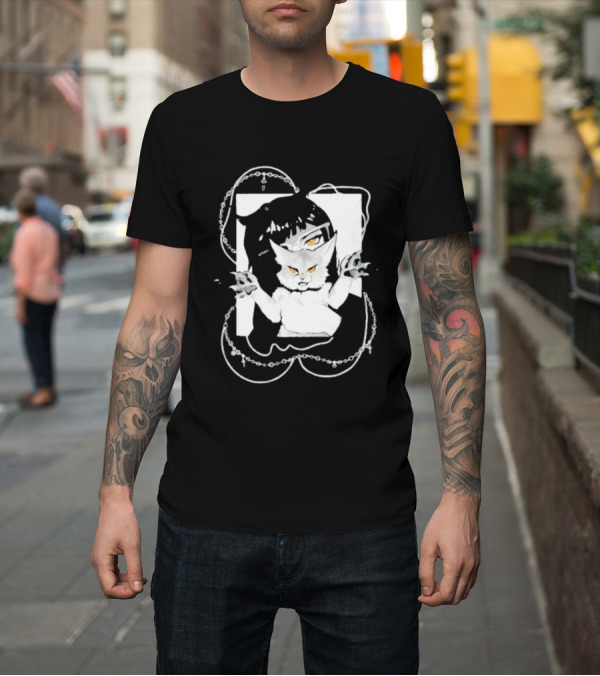 Shirt: Aspens Cat Attack White Cat and Chains T-Shirt Aspens Cat Attack White Cat and Chains T-Shirt