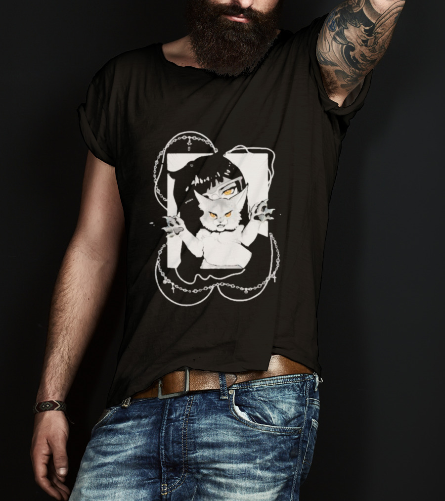 Aspens Cat Attack White Cat And Chains T-Shirt