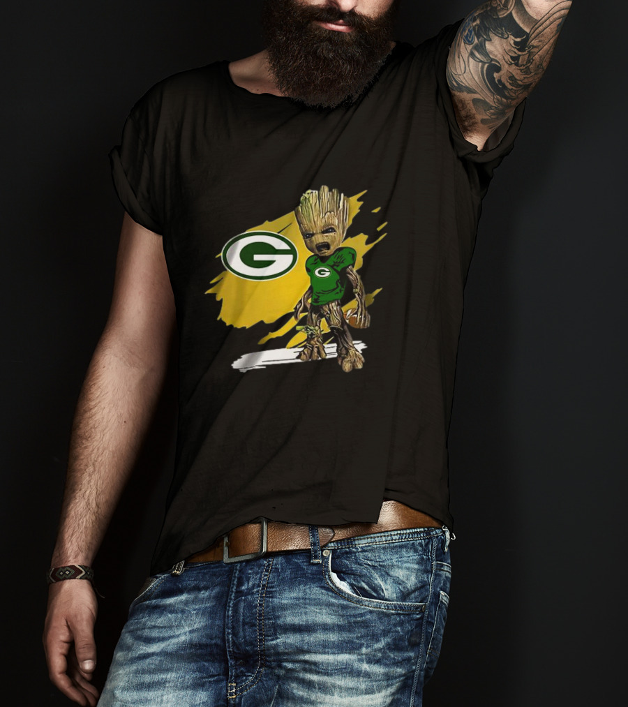 Baby Groot Green Bay Packers Football Fan T-Shirt