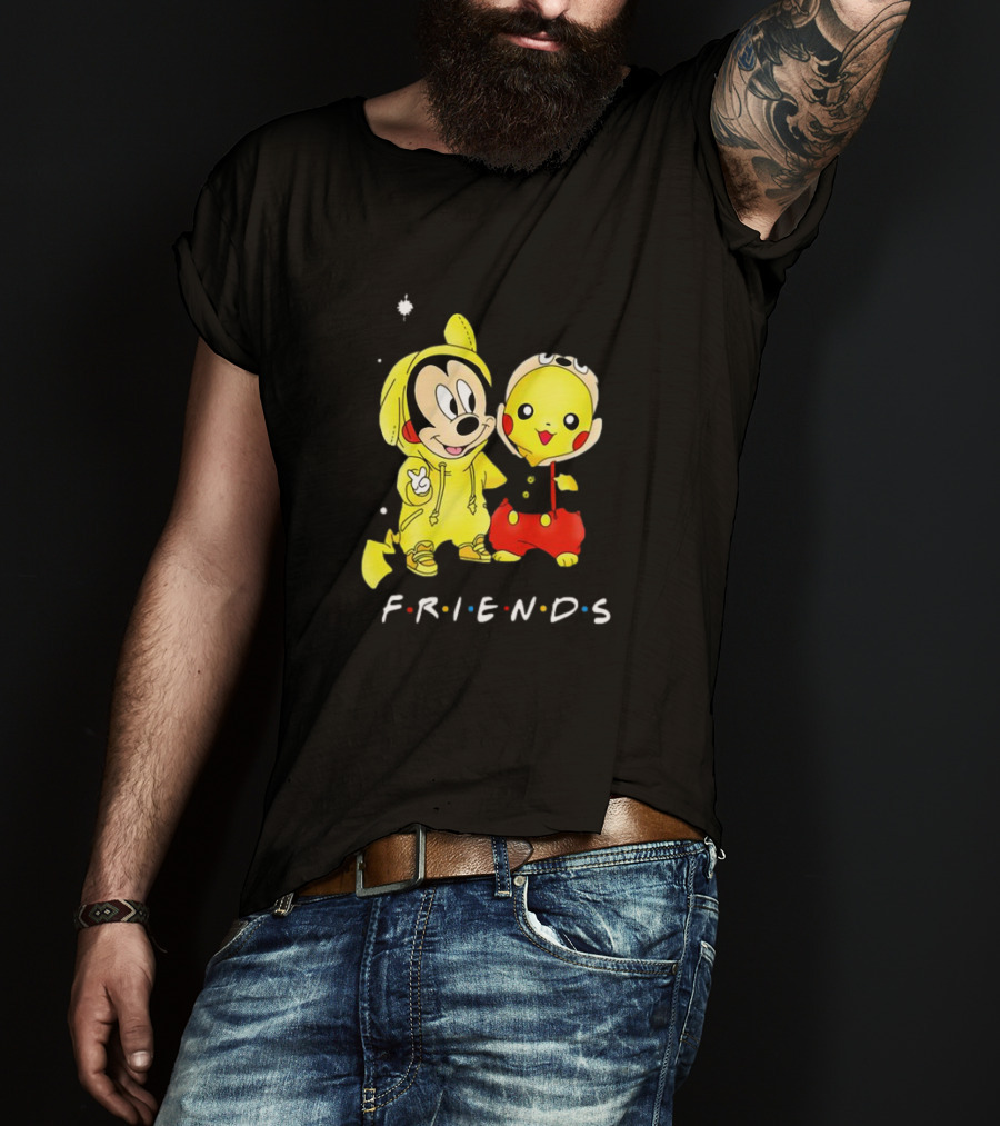 Baby Mickey Mouse And Pikachu Friends Christmas T-Shirt
