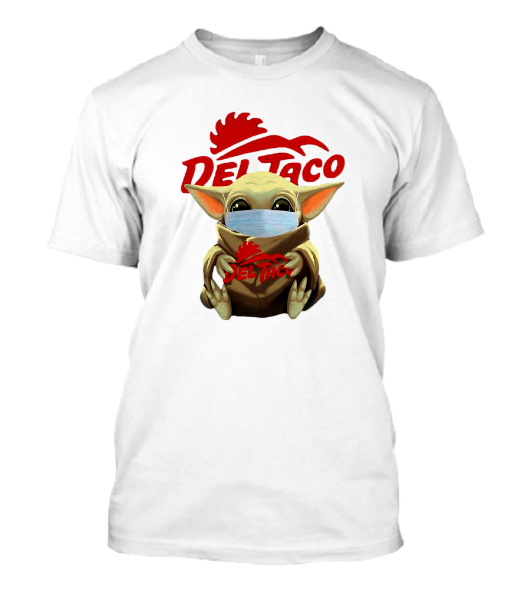 Baby Yoda Wearing Face Mask Holding Del Taco T-Shirt