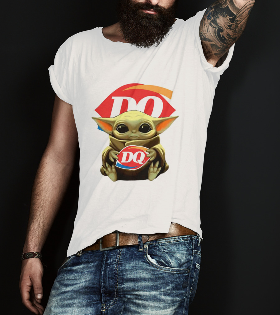 Baby Yoda With DQ Logo Hug T-Shirt