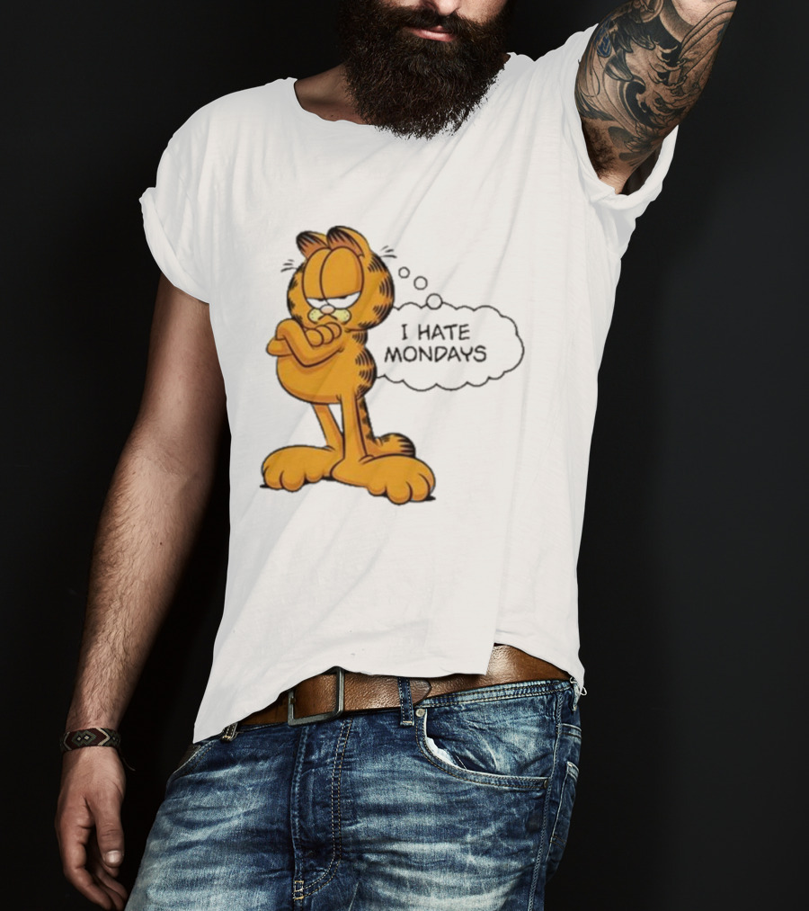 Garfield Comic Character Stating I Hate Mondays With Crossed Arms T-Shirt