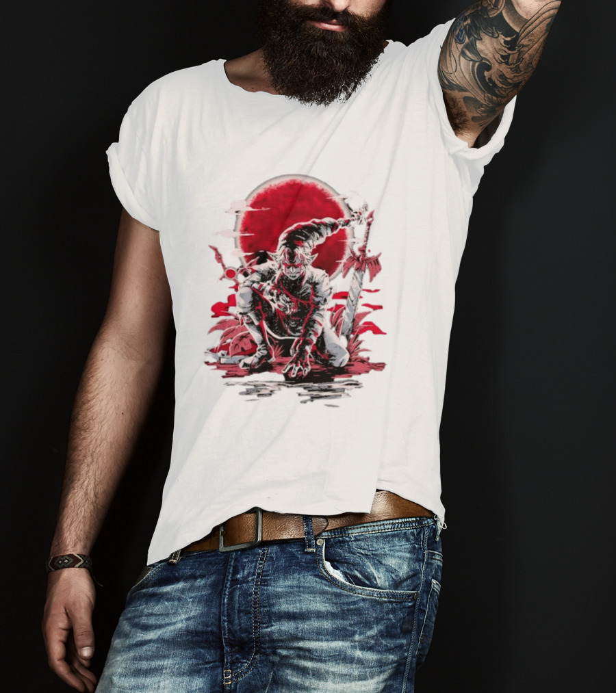 Wax And Wane Paulo Gazola Blood Moon Warrior Blade T-Shirt