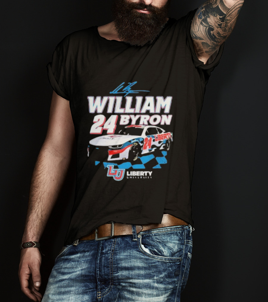 William Byron 24 Liberty University Race Car LU Signature T-Shirt