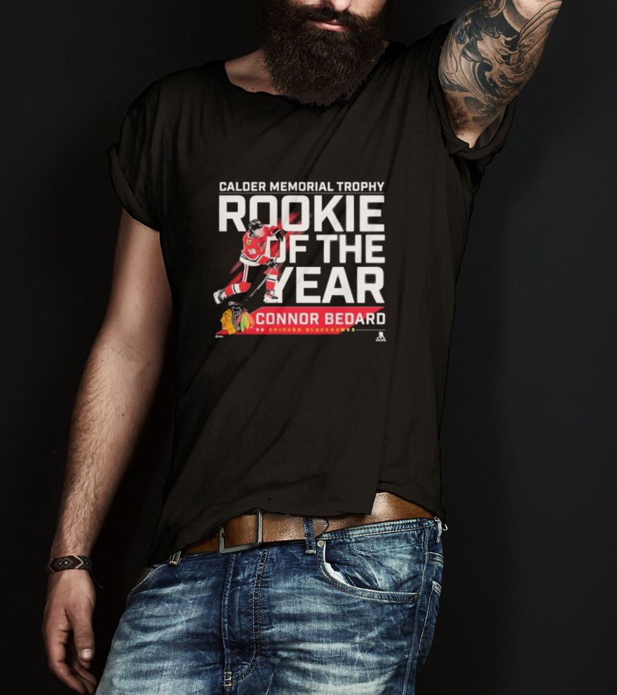 Connor Bedard Calder Memorial Trophy Rookie Of The Year 98 Chicago Blackhawks T-Shirt