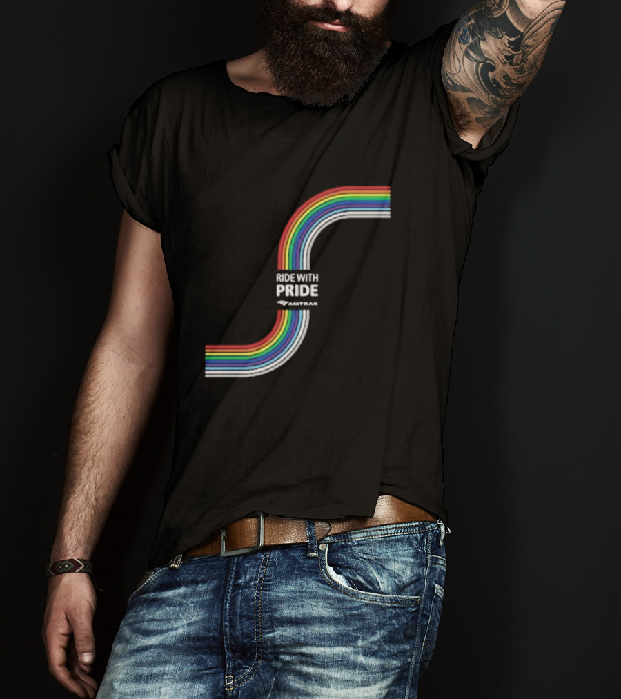 Ride With Pride Amtrak Rainbow Curve T-Shirt