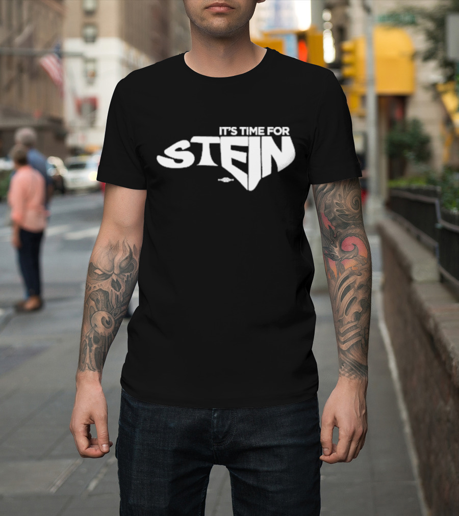 IT’S TIME FOR STEIN Classic Superhero Inspired Bold Lettering T-Shirt
