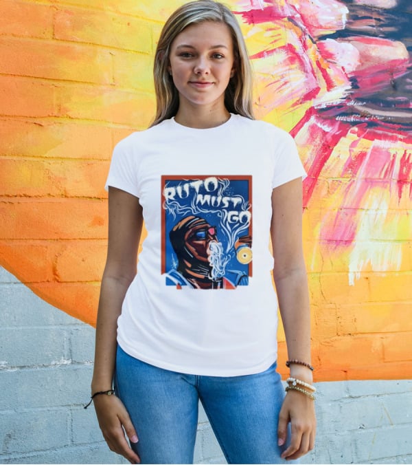 Ruto Must Go Bold Illustration With Smoking Character T-Shirt