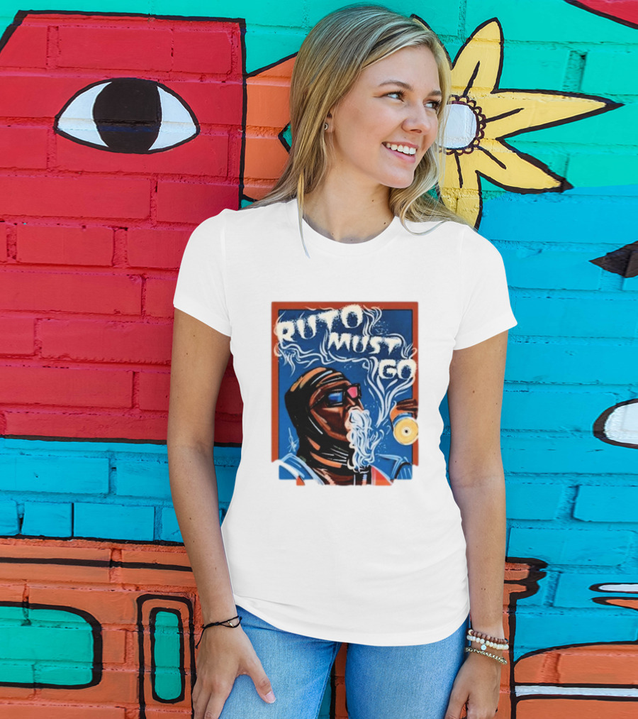 Ruto Must Go Bold Illustration With Smoking Character T-Shirt