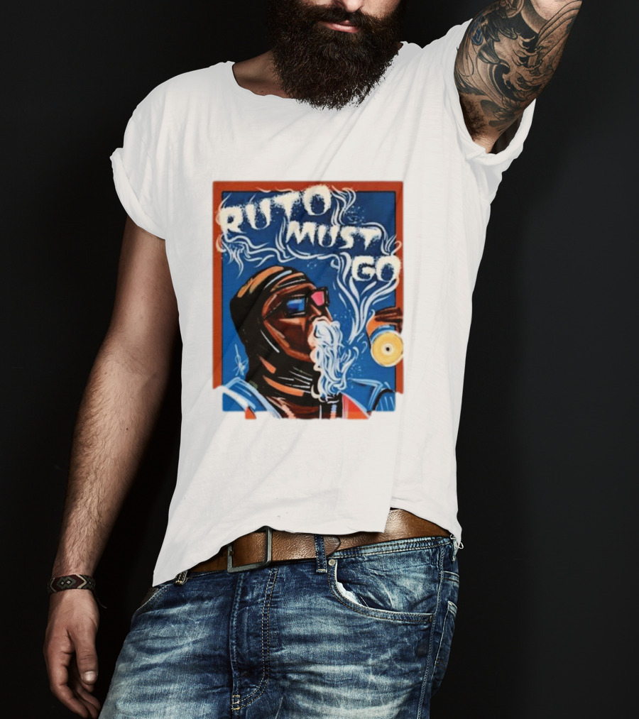 Ruto Must Go Bold Illustration With Smoking Character T-Shirt