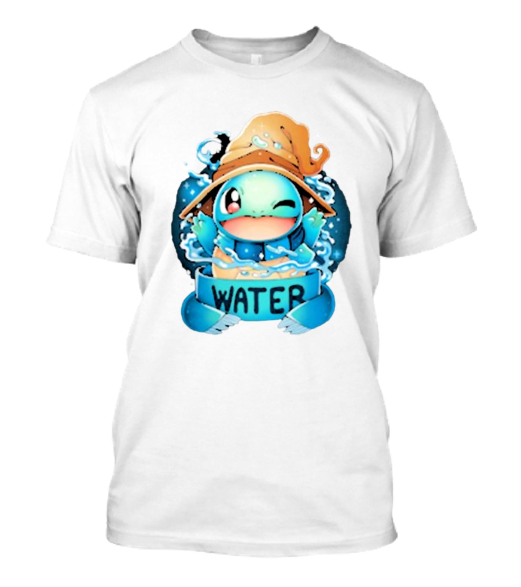 Squirtle Wizard Water Winking Blue Hat T-Shirt