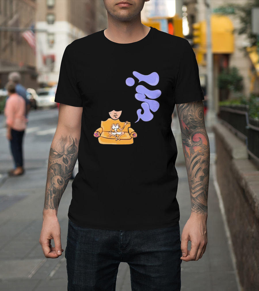 Umi Sitting On Couch With Whoisumi Stylized Smoke T-Shirt