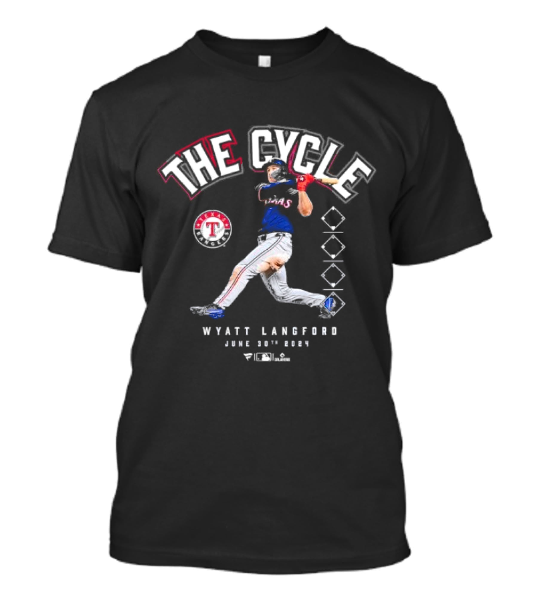 Wyatt Langford The Cycle Texas Rangers June 30th T-Shirt
