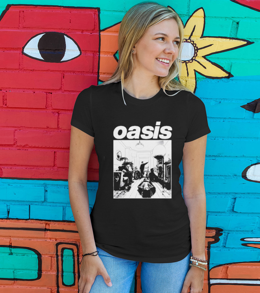 Oasis Definitely Maybe Monochrome Room Scene T-Shirt