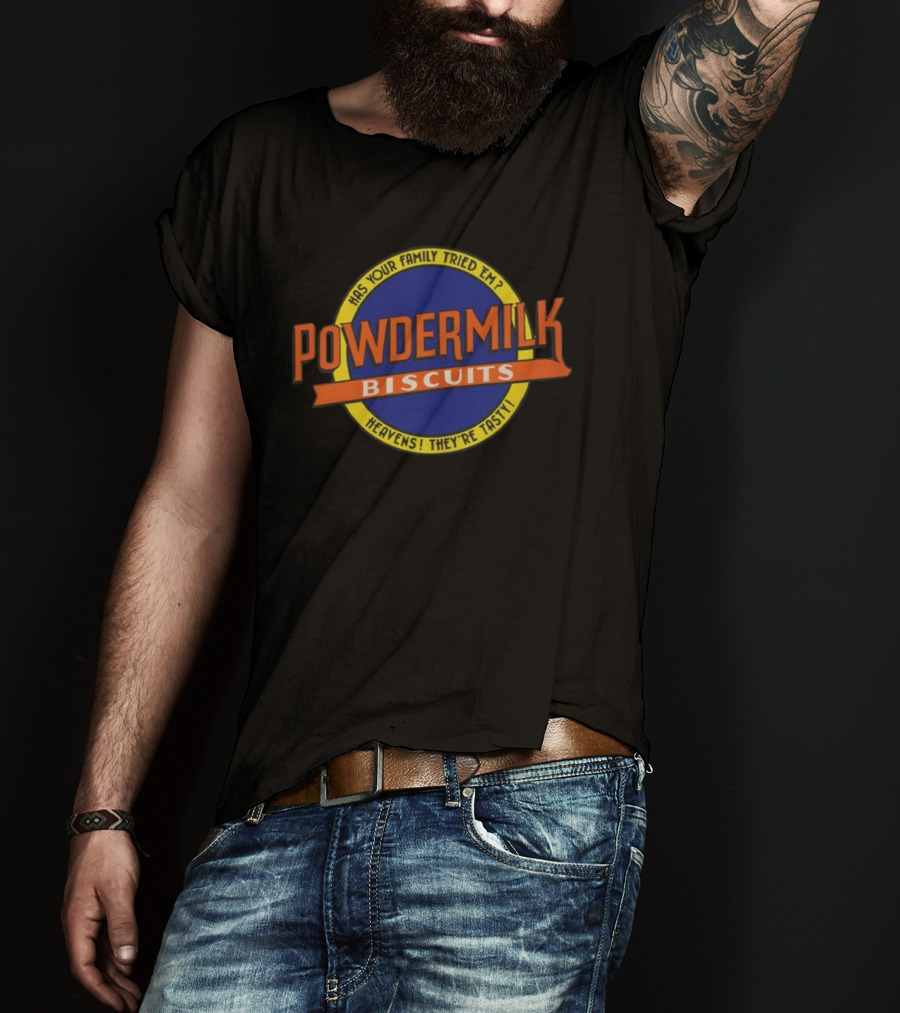 Rare Powdermilk Biscuits Logo Heavens They're Tasty A Prairie Home Companion T-Shirt
