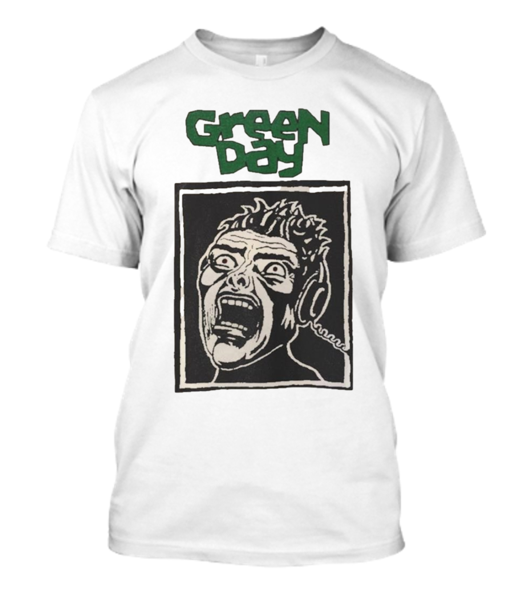 Rare Vintage Green Day Basket Case Iconic Screaming Face T-Shirt