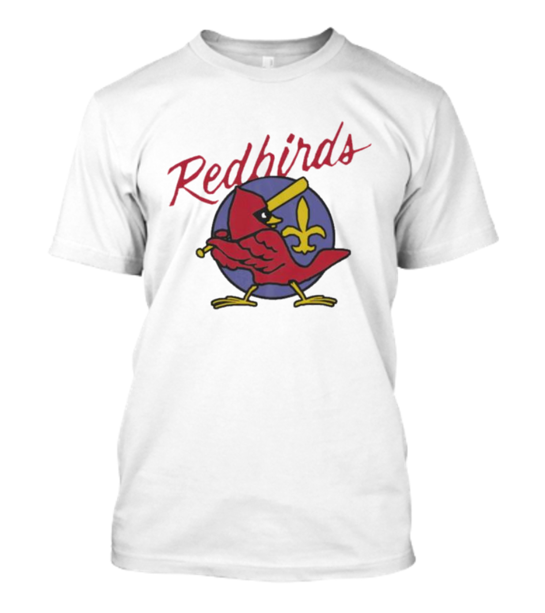 Redbirds St Louis Cardinals Baseball Fleur-de-Lis Icon Bird Bat T-Shirt