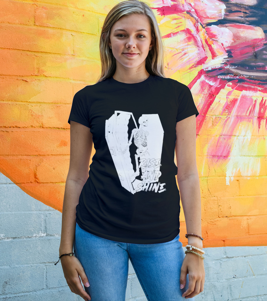 Rise And Shine Skeleton Emerging From Coffin T-Shirt
