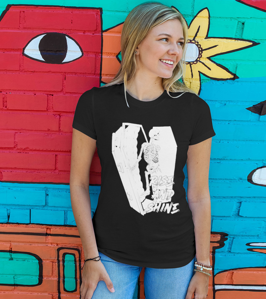 Rise And Shine Skeleton Emerging From Coffin T-Shirt