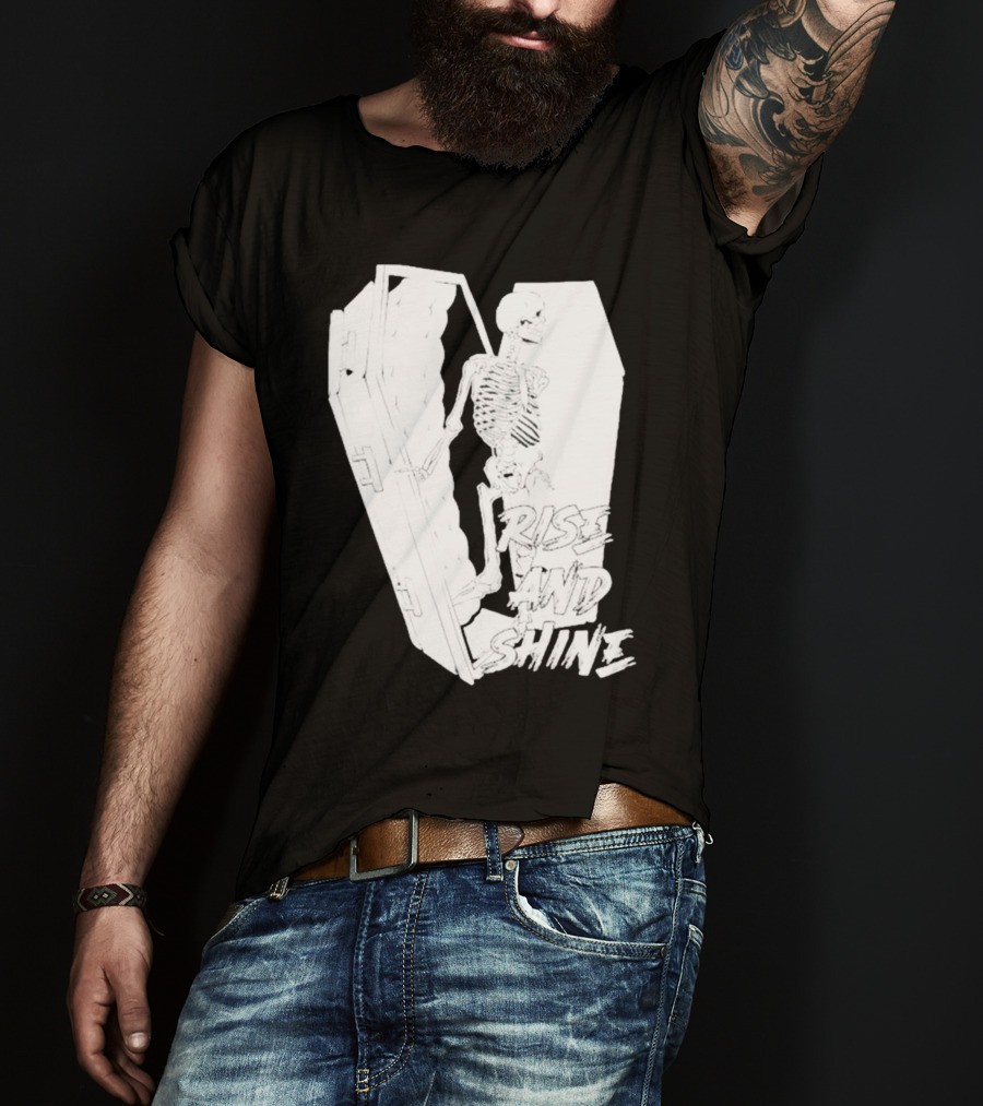 Rise And Shine Skeleton Emerging From Coffin T-Shirt