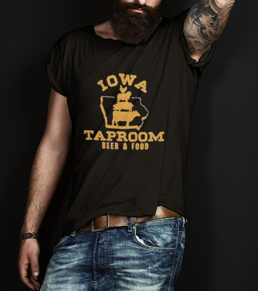 Iowa Taproom Beer And Food Farm Animals Stacked In Iowa Shape T-Shirt