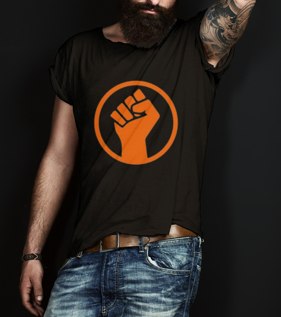 Mad Liberals Orange Fist Symbol In Circle T-Shirt
