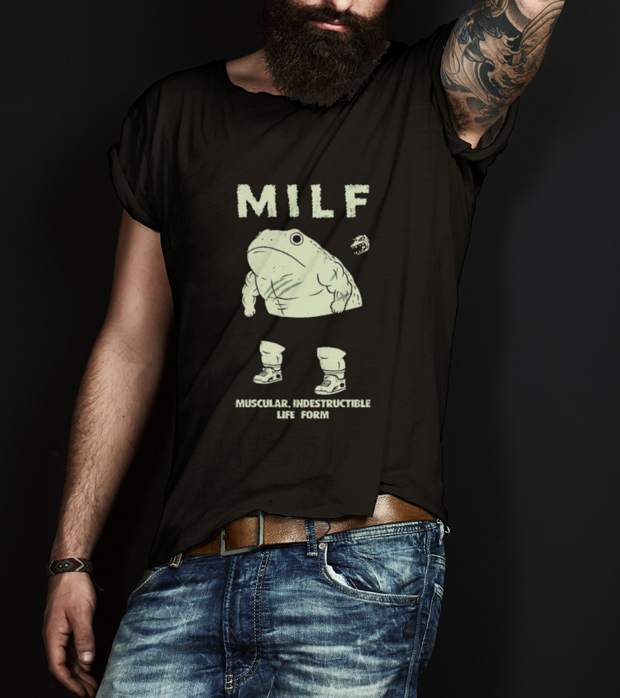MILF Muscular Indestructible Life Form Frog With Sneakers T-Shirt