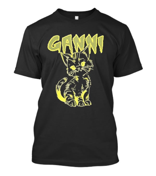 Ganni Relaxed Cat Graphic Yellow Neon T-Shirt