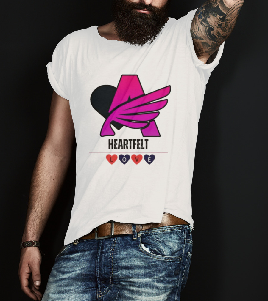 Heartfelt Love Pink Winged Heart T-Shirt