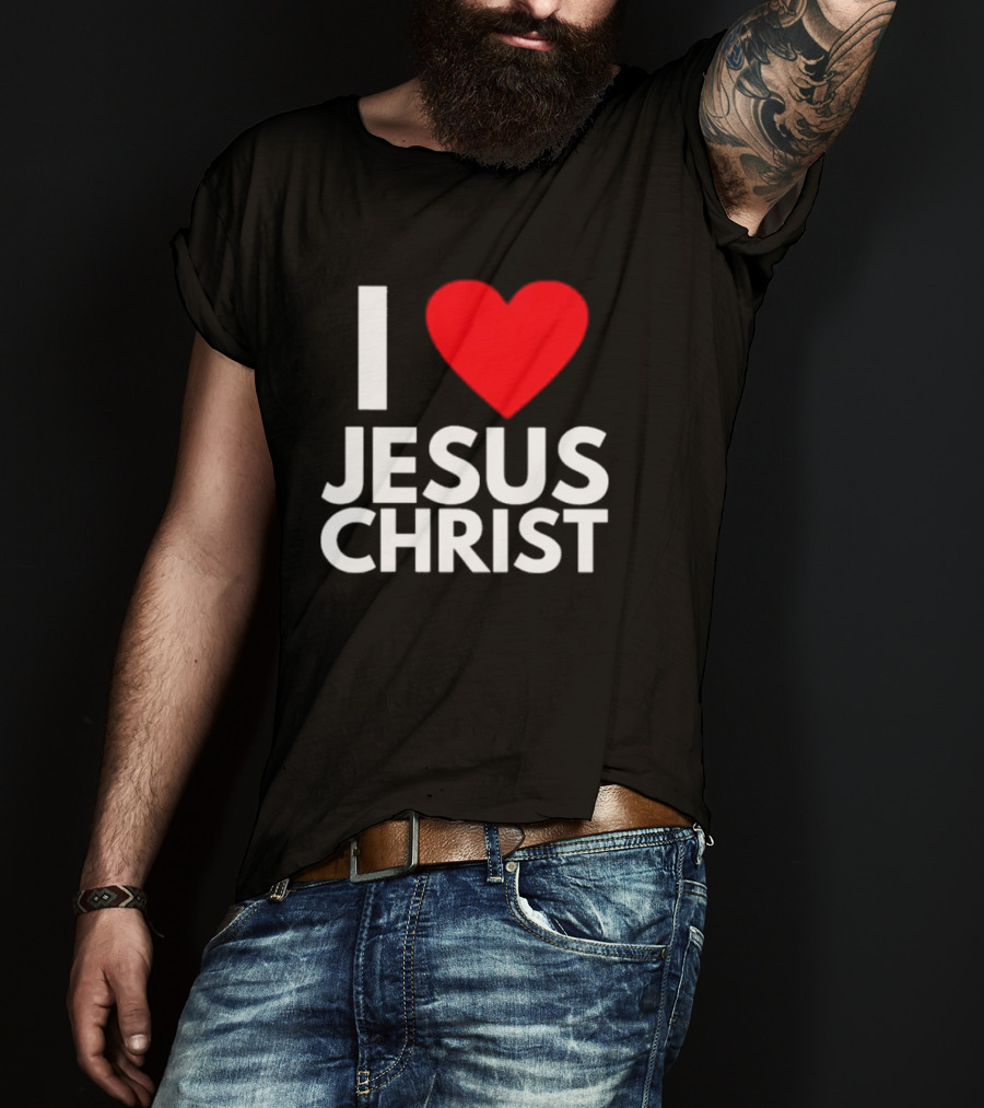 I Love Jesus Christ Christian Red Heart T-Shirt