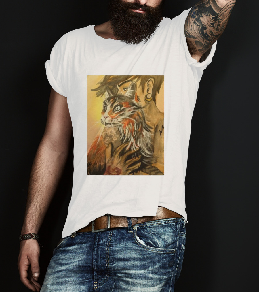 Companionship Megan Watkins Cat And Person With Tattoo And Ear Gauge T-Shirt
